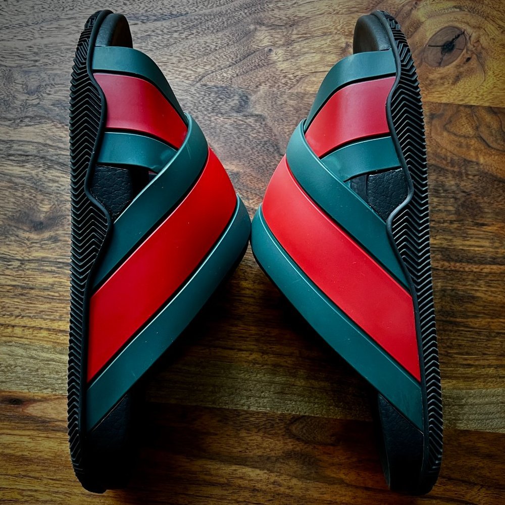 Gucci Agrado Web Stripe Slides - Men’s size 11